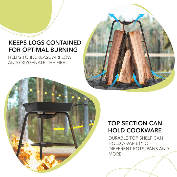 Coated Steel Flame Frame for Outdoor Wood Burning Fire Pits - Create a Long Lasting Small Fire Pit