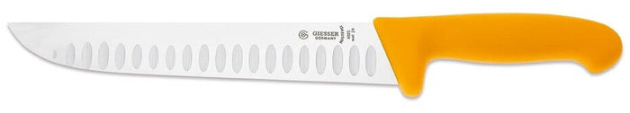 Couteau de boucher pro Giesser lame alvéolée 24cm 4025 - Jaune foncé