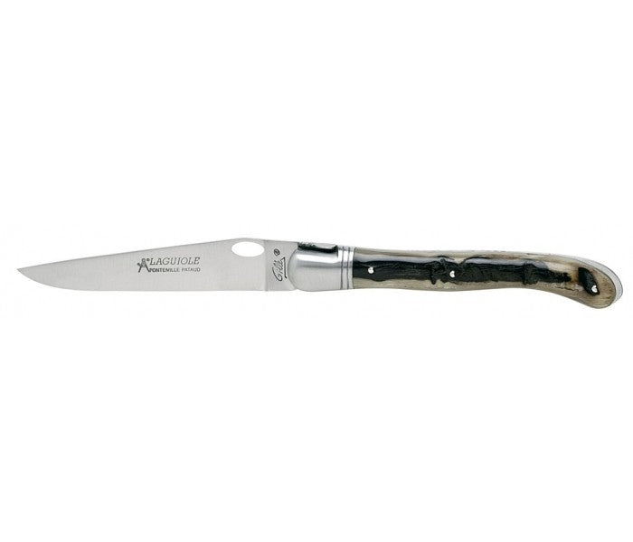 Couteau Laguiole GILLES, manche 12 cm corne de bélier jaspée