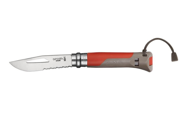 Couteau Opinel Multifonctions Outdoor n°08 lame 8,5cm manche bimatière - Rouge