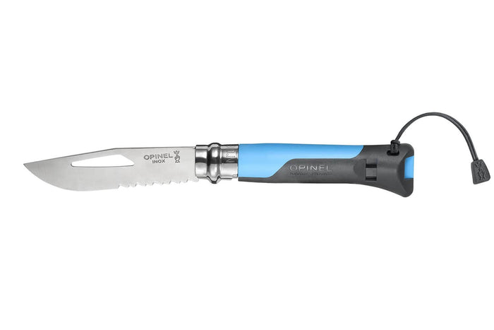 Couteau Opinel Multifonctions Outdoor n°08 lame 8,5cm manche bimatière - Bleu