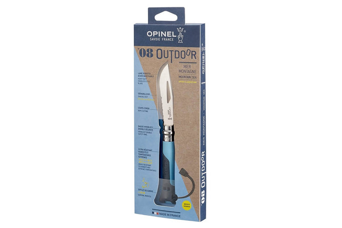 Couteau Opinel Multifonctions Outdoor n°08 lame 8,5cm manche bimatière - Bleu