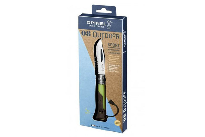 Couteau Opinel Multifonctions Outdoor n°08 lame 8,5cm manche bimatière - Vert