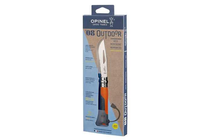 Couteau Opinel Multifonctions Outdoor n°08 lame 8,5cm manche bimatière - Orange