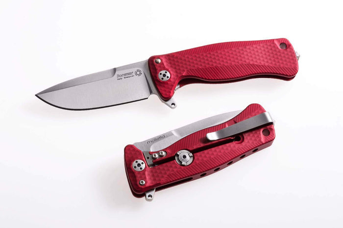 Couteau pliant LionSteel SR22 manche alu 10cm pic brise-vitre - Rouge