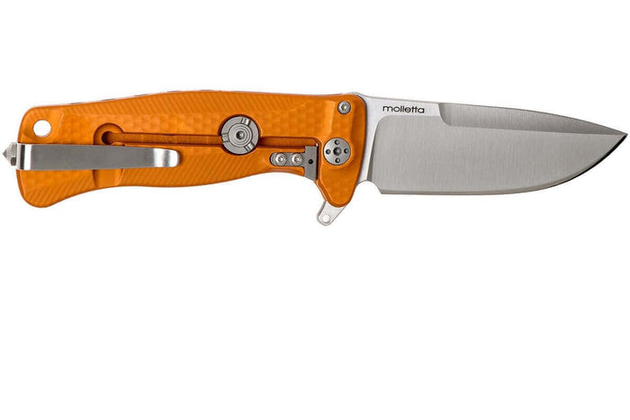 Couteau pliant LionSteel SR22 manche alu 10cm pic brise-vitre - Orange