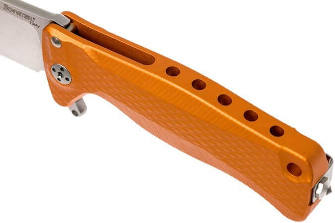 Couteau pliant LionSteel SR22 manche alu 10cm pic brise-vitre - Orange