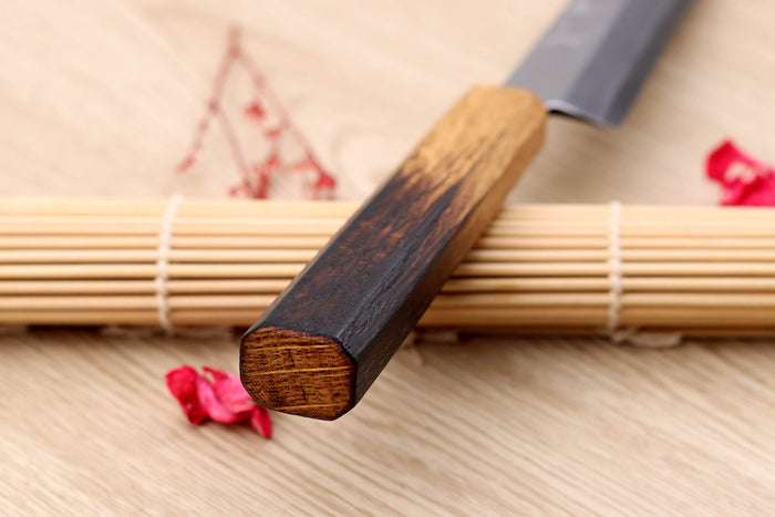 Couteau yanagiba 24cm japonais artisanal Nakamura Kaishin Saku WS2 en chêne