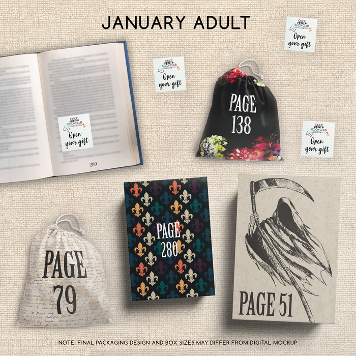 Four wrapped gifts labeled with page numbers to pair with "The Wondrous Life and Loves of Nella Carter"