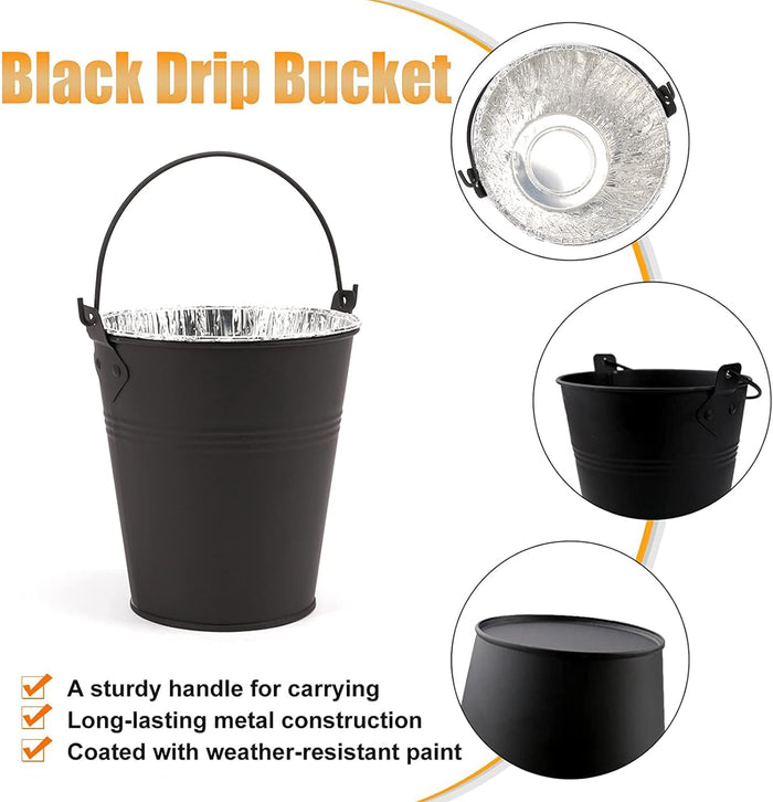 Drip Bucket and 15-Pack Disposable Foil Liners for Traeger, Oklahoma Joe's, Pit Boss, Z Grill, Grill Grease Bucket Fits Most Offset Smokers