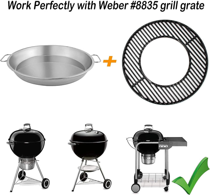 Drip Tray Pan fits Large Big Green Egg and Weber 22 1/5 inch Kettle Charcoal Grills
