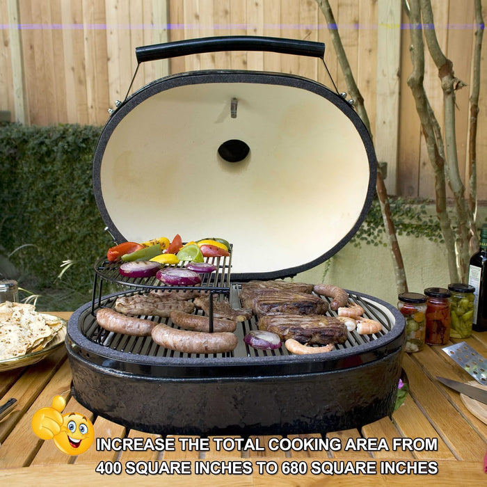 Extended Cooking Rack for Primo Oval XL Grills by Primo 332, Porcelain Steel Grill Accessories