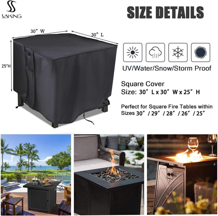 Fire Pit Cover 30x30x25 inch for Most 28/30 inch Square Gas Firepit Table