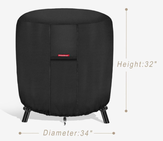 Fire Pit Cover Waterproof Outdoor 600D Round Firepit Cover for Ikuby Globe Fire Ball - 36"D x 34"H