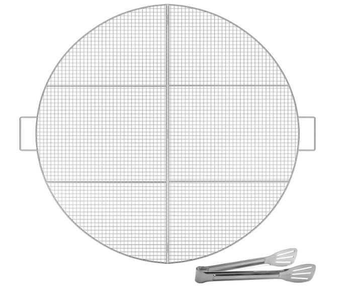 Fire Pit Grate 30 Inch Foldable Round Cooking Rack, Campfire BBQ Grill with Handle & Support Wire
