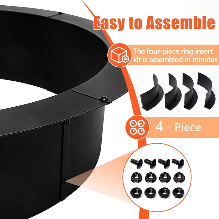 Fire Pit Ring 42-Inch Outer/36-Inch Inner Diameter Gas/Wood Firepit Ring DIY Fire Pit Rim Above or In-Ground for Backyard, Camping Outdoors