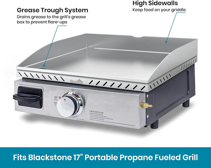 Flat Top Gas Grill Griddle Replacement Grate for Blackstone 17 inch Portable Propane Gas Grills