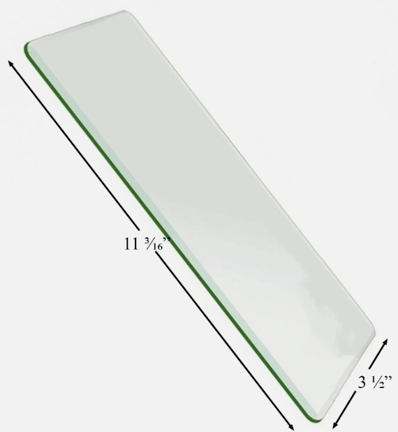 Glass for Buck Wood Stove Bay Side Glass (3-1/2" x 11-3/16"): PG27BSGL-AMP