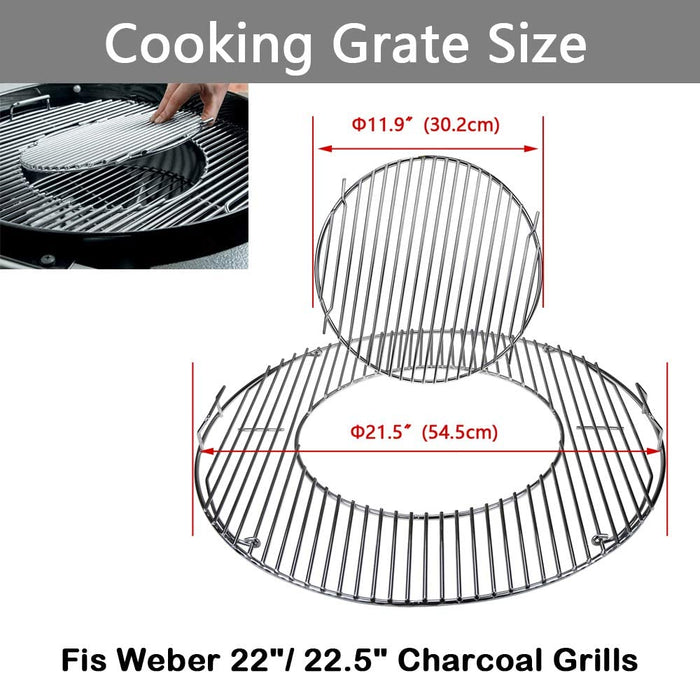Weber 8835 Grate + 7441 Grate +7444 Cleaning System Charcoal Grills Replacement Parts Kit Fits 22.5 & 22 Inch Weber charcoal grills: One-Touch Silver, Bar-B-Kettle, Master-Touch and One-Touch