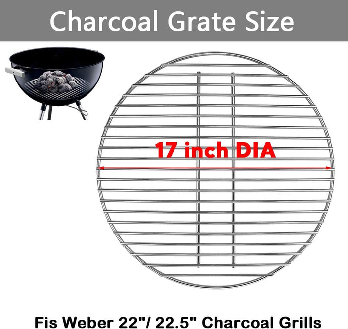 Weber 8835 Grate + 7441 Grate +7444 Cleaning System Charcoal Grills Replacement Parts Kit Fits 22.5 & 22 Inch Weber charcoal grills: One-Touch Silver, Bar-B-Kettle, Master-Touch and One-Touch