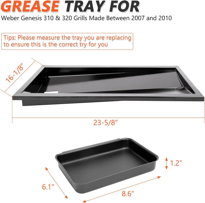 Grease Bottom Tray 67767/67758 for Weber Genesis 300 Series Side Knobs Models 2010 and before, 16" x 23 5/8"