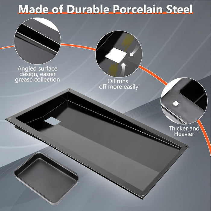 Grease Bottom Tray 67767/67758 for Weber Genesis 300 Series Side Knobs Models 2010 and before, 16" x 23 5/8"