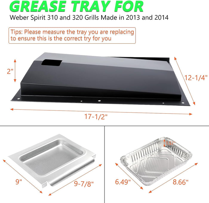 Grease Bottom Tray 69804, Drip Pan and Liners Kit for Weber Spirit 300, 310, 315, 320, 330, 335 Series Models 2013 and Newer Gas Grills