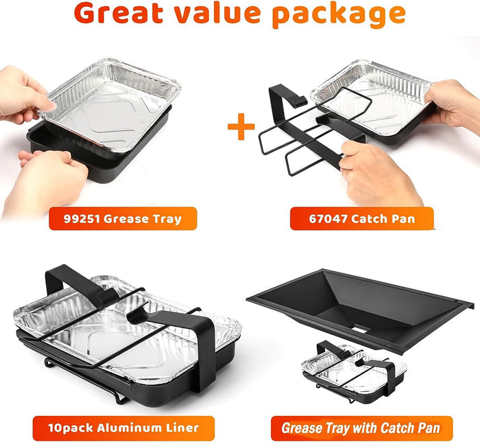 Grease Bottom Tray 99251, Drip Pan and Liners Kit for Weber Spirit 200 Series (Side Knobs), Spirit E-210, Genesis Silver A, Spirit 500
