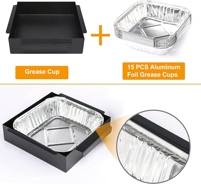 Grease Drip Pan Bucket & Liners Kit 7518 for Most Char-Griller Smoker Charcoal Gas Combo Grills