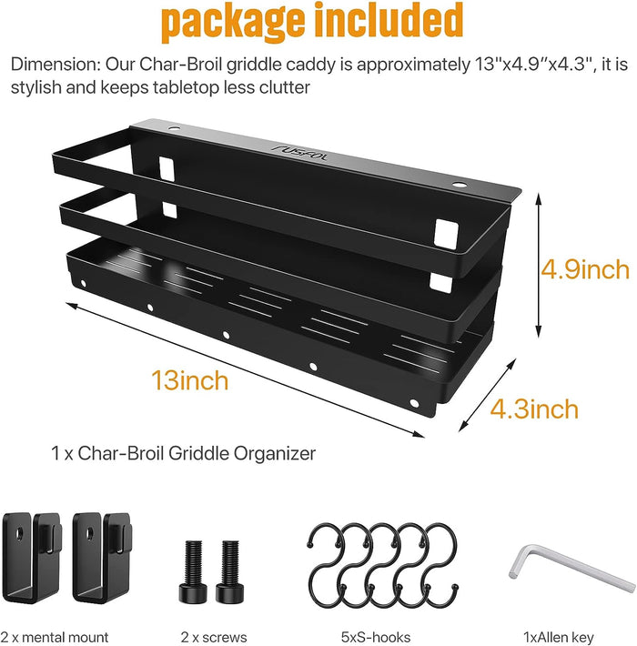 Griddle Caddy Storage Box for most Char-Broil 2/3/4 Cabinet Style Gas Griddles, with an Allen Key