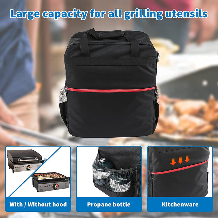 Grill Bag and Backpack Kit for Blackstone 17" Griddles with Hood Lid and Stand, Griddle Storage Cover