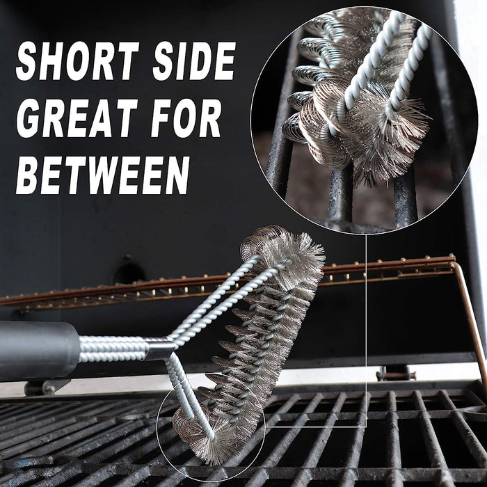 Grill Brush Bristle Free & Wire Combined BBQ Brush, Safe & Efficient Grill Cleaning Brush, 17" Grill Cleaner Brush for Grill Grates, BBQ Accessories