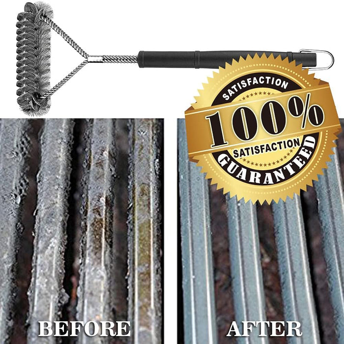 Grill Brush Bristle Free & Wire Combined BBQ Brush, Safe & Efficient Grill Cleaning Brush, 17" Grill Cleaner Brush for Grill Grates, BBQ Accessories