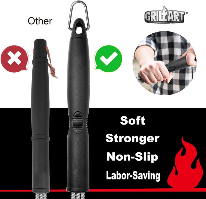 Grill Cleaning Brush and Scraper, Extra Strong BBQ Grill Cleaner Accessories, Safe Wire Bristles 18" Barbecue Brush for Grill Grates