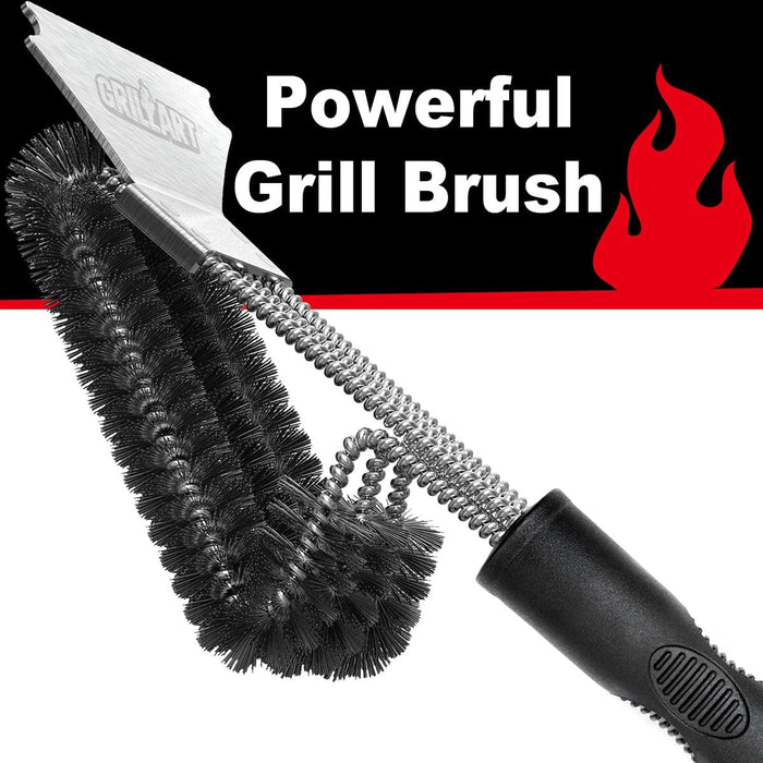 Grill Cleaning Brush and Scraper, Extra Strong BBQ Grill Cleaner Accessories, Safe Wire Bristles 18" Barbecue Brush for Grill Grates