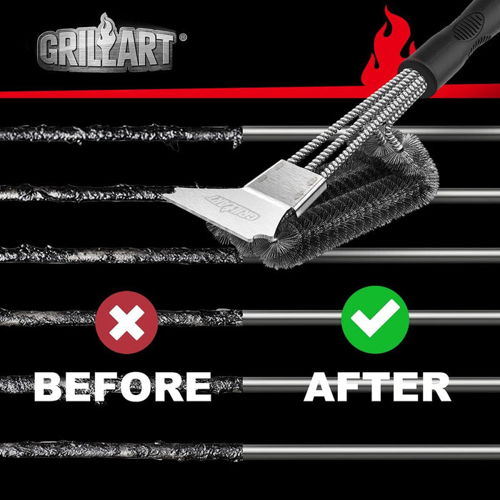 Grill Cleaning Brush and Scraper, Extra Strong BBQ Grill Cleaner Accessories, Safe Wire Bristles 18" Barbecue Brush for Grill Grates
