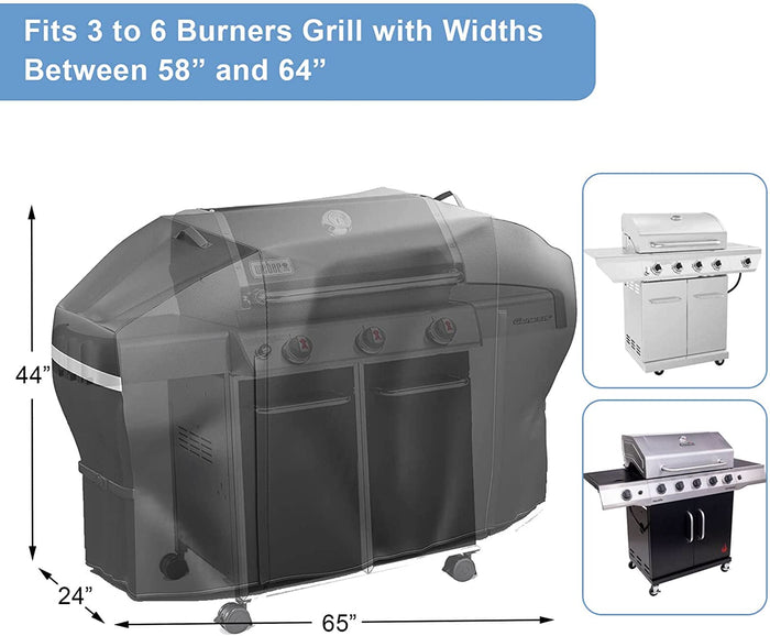 Grill Cover 60W x 24D x 44H fits 3 to 5 Burners Gas Grills