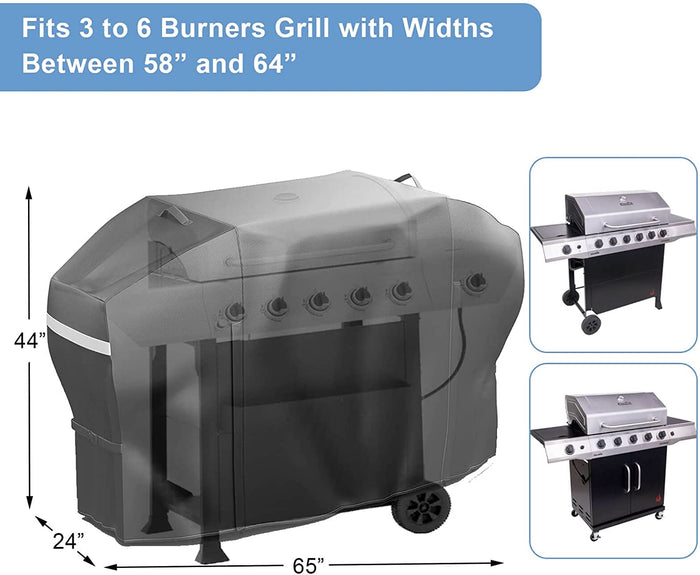 Grill Cover 65 x 24 x 44 fits 4 - 6 Burner Gas Grills