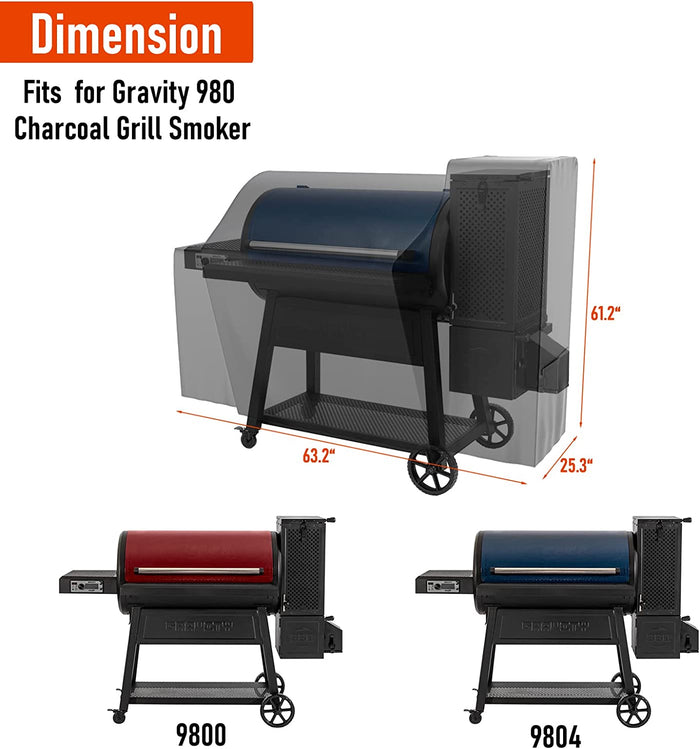 Grill Cover for Char-Griller 9800, 9804 Charcoal Grills, Gravity 980 Series Heavy Duty Premium Grill Cover