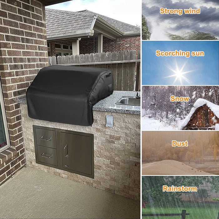 Grill Cover for Kokomo 32” Built-in Charcoal Grill Barbecue, Waterproof Grill Cover, 37W x 27D x 24H