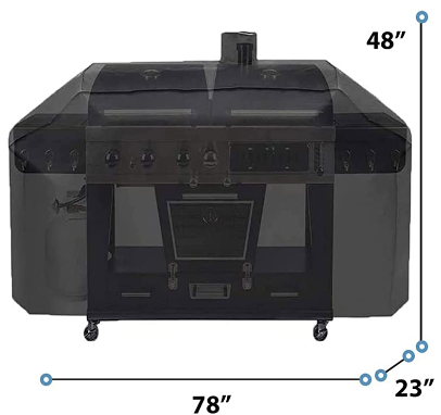 Grill Cover for Outdoor Gourmet Fry/Grill/Smoke Combo Grill, 79W X 23D X 48H