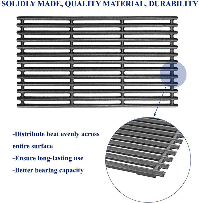Grill Grates 3 Pcs for Walmart 555179228 Model, 17" x 28-1/2", Cast Iron Grill Replacement Parts