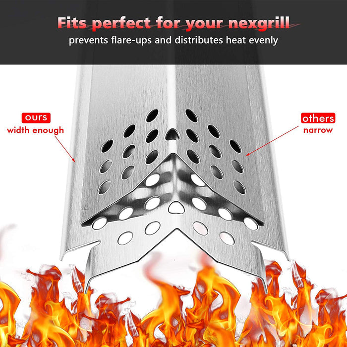 BBQ Heat Plates fits most Nexgrill 2-4 Burner Gas Grills, 720-0830H, 720-0958A, 720-0789, 720-0864M etc, 4 Pcs Kit 14.6 X 4.2