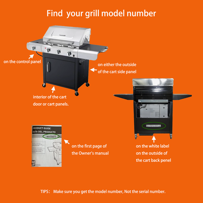 Grill Replacement Parts Kit for Char-broil 463436814, 463436914, 463439914 3-4 Burner Gas Grills