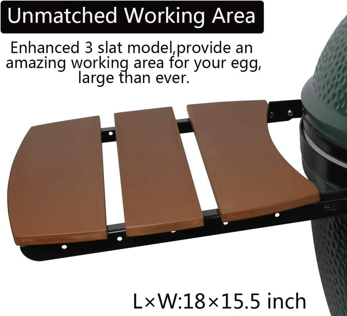 Grill Side HDPE Shelves for Large Big Green Egg, Big Green Egg Accessories, 3 Shelves Slats
