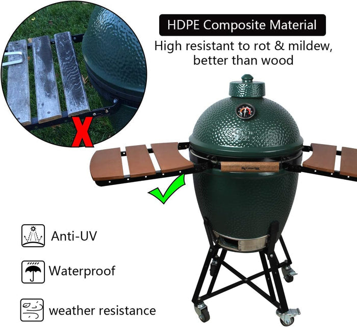 Grill Side HDPE Shelves for Large Big Green Egg, Big Green Egg Accessories, 3 Shelves Slats
