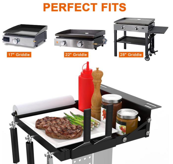 Grill Side Shelf for Blackstone 17" 22" 28" Table Top Griddle, 1517, 1650, 1971, 1813, 1832, 1666 Grills