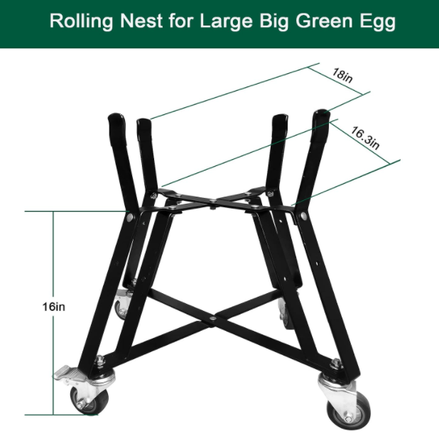 Grill Stand Rolling Nest for Large Big Green Egg, Kamado Joe Classic Joe Series Ceramic Egg Kamado 18 Inch Round Grills, with Locking Caster Wheels