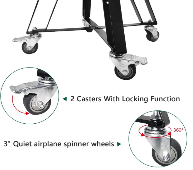Grill Stand Rolling Nest for Large Big Green Egg, Kamado Joe Classic Joe Series Ceramic Egg Kamado 18 Inch Round Grills, with Locking Caster Wheels