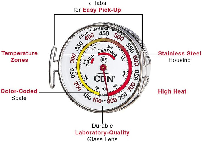 Grill Surface Thermometer for all Indoor & Outdoor Barbecue Grills